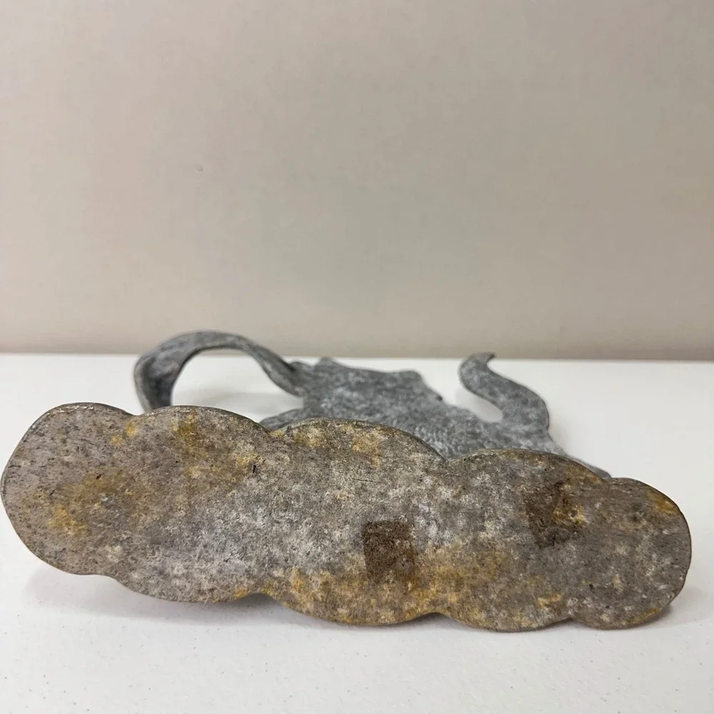 Vintage Pewter Cat Candle Holder Silver Cottage Grandma Door Stopper‎